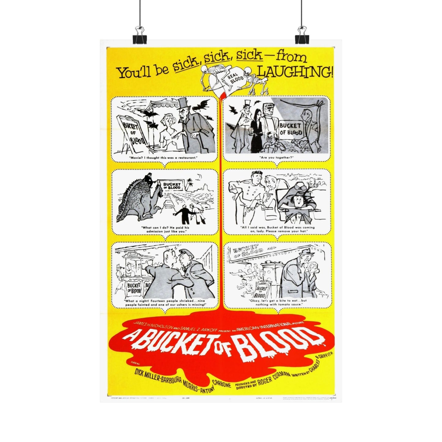 A BUCKET OF BLOOD 1959 - Paper Movie Poster-12″ x 18″-The Sticker Space