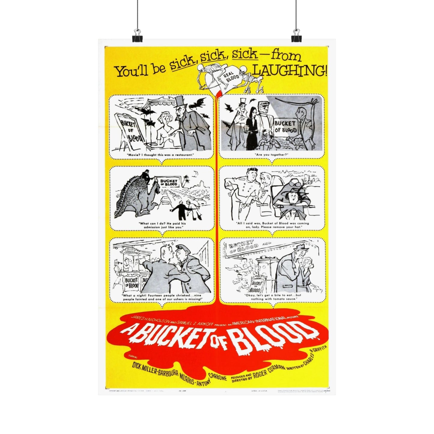 A BUCKET OF BLOOD 1959 - Paper Movie Poster-16″ x 24″-The Sticker Space