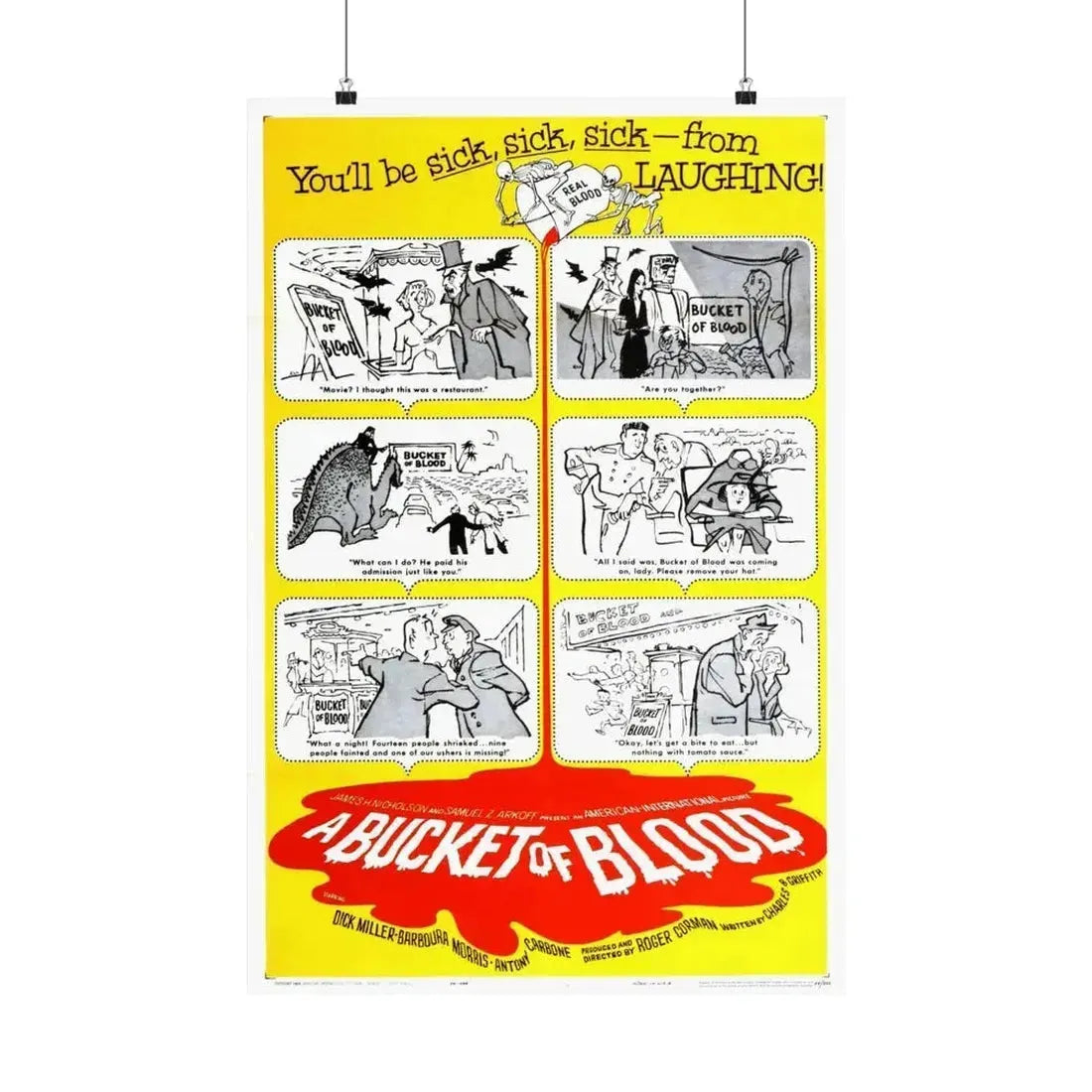 A BUCKET OF BLOOD 1959 - Paper Movie Poster - The Sticker Space