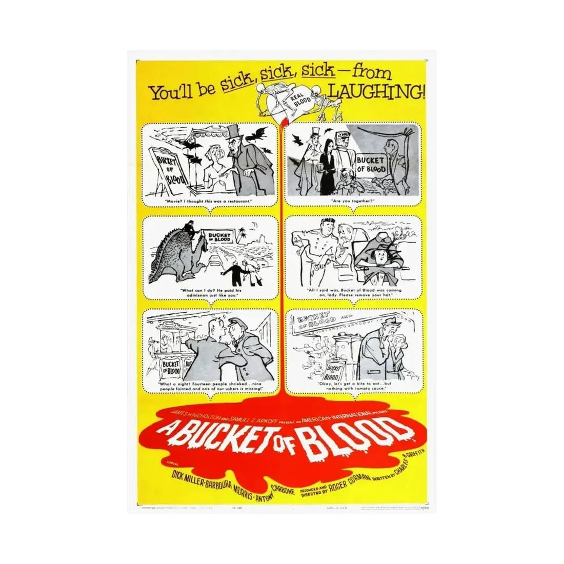 A BUCKET OF BLOOD 1959 - Paper Movie Poster - The Sticker Space