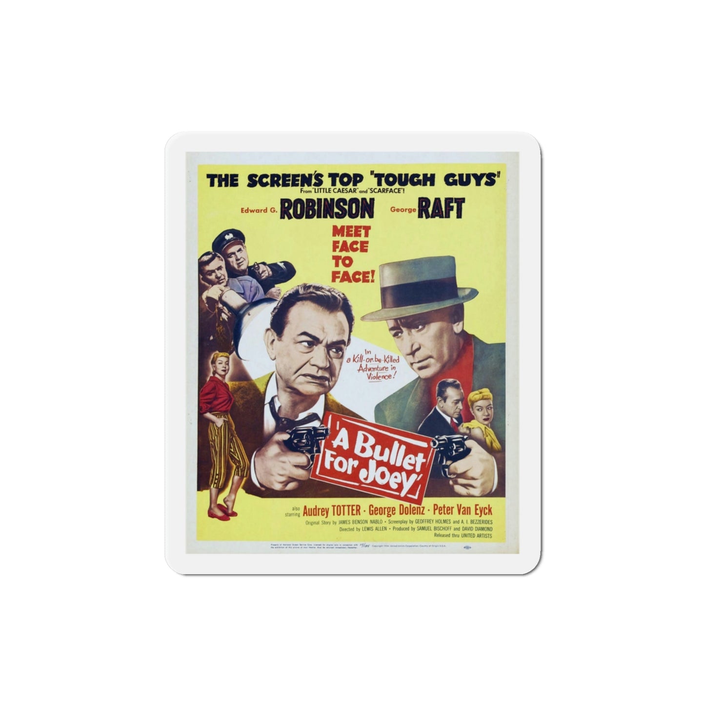 A Bullet for Joey 1955 v2 Movie Poster Die-Cut Magnet-3 Inch-The Sticker Space