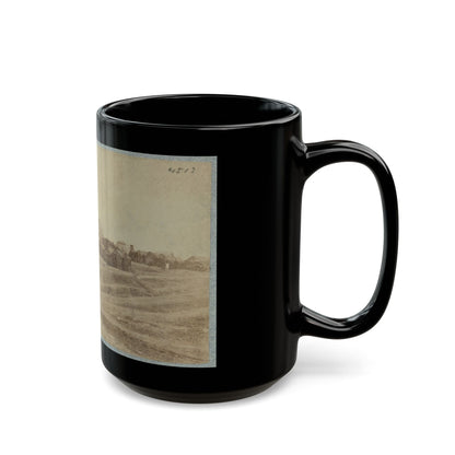 A Camp Made Up Of Small Cabins That Surround A Large Building (U.S. Civil War) Black Coffee Mug