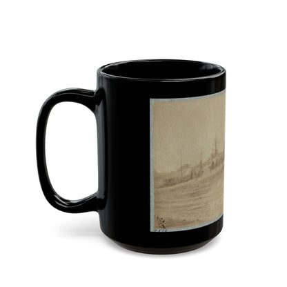 A Camp Made Up Of Small Cabins That Surround A Large Building (U.S. Civil War) Black Coffee Mug