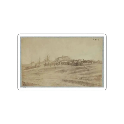 A Camp Made Up Of Small Cabins That Surround A Large Building (U.S. Civil War) STICKER Vinyl Die-Cut Decal White Die-Cut 3 Inch - The Sticker Space