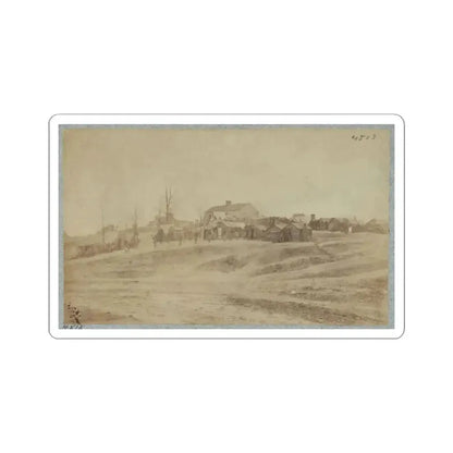 A Camp Made Up of Small Cabins That Surround a Large Building (U.S. Civil War) STICKER Vinyl Kiss-Cut Decal 6 Inch White - The Sticker Space