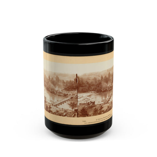 A Canvas Pontoon Bridge (U.S. Civil War) Black Coffee Mug-15oz-The Sticker Space