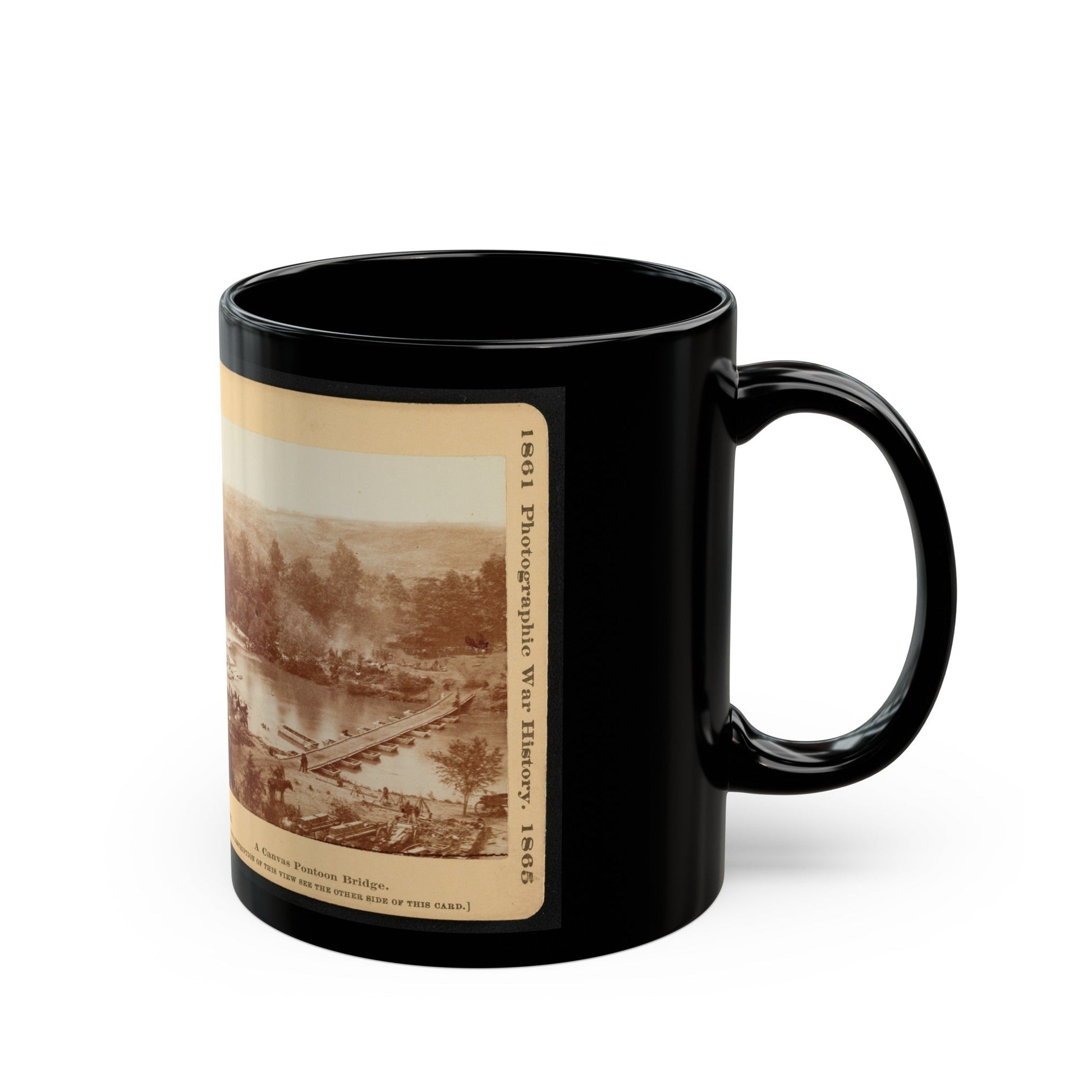 A Canvas Pontoon Bridge (U.S. Civil War) Black Coffee Mug-The Sticker Space