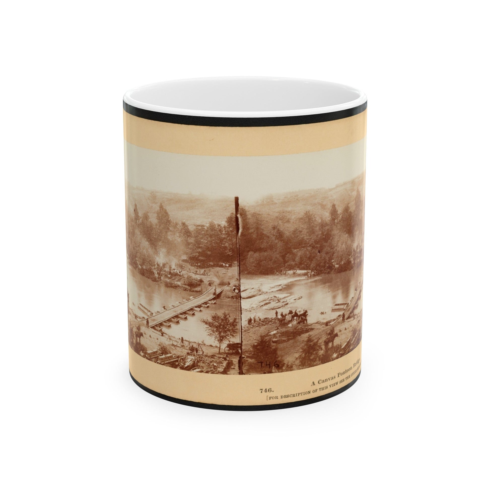 A Canvas Pontoon Bridge (U.S. Civil War) White Coffee Mug-11oz-The Sticker Space