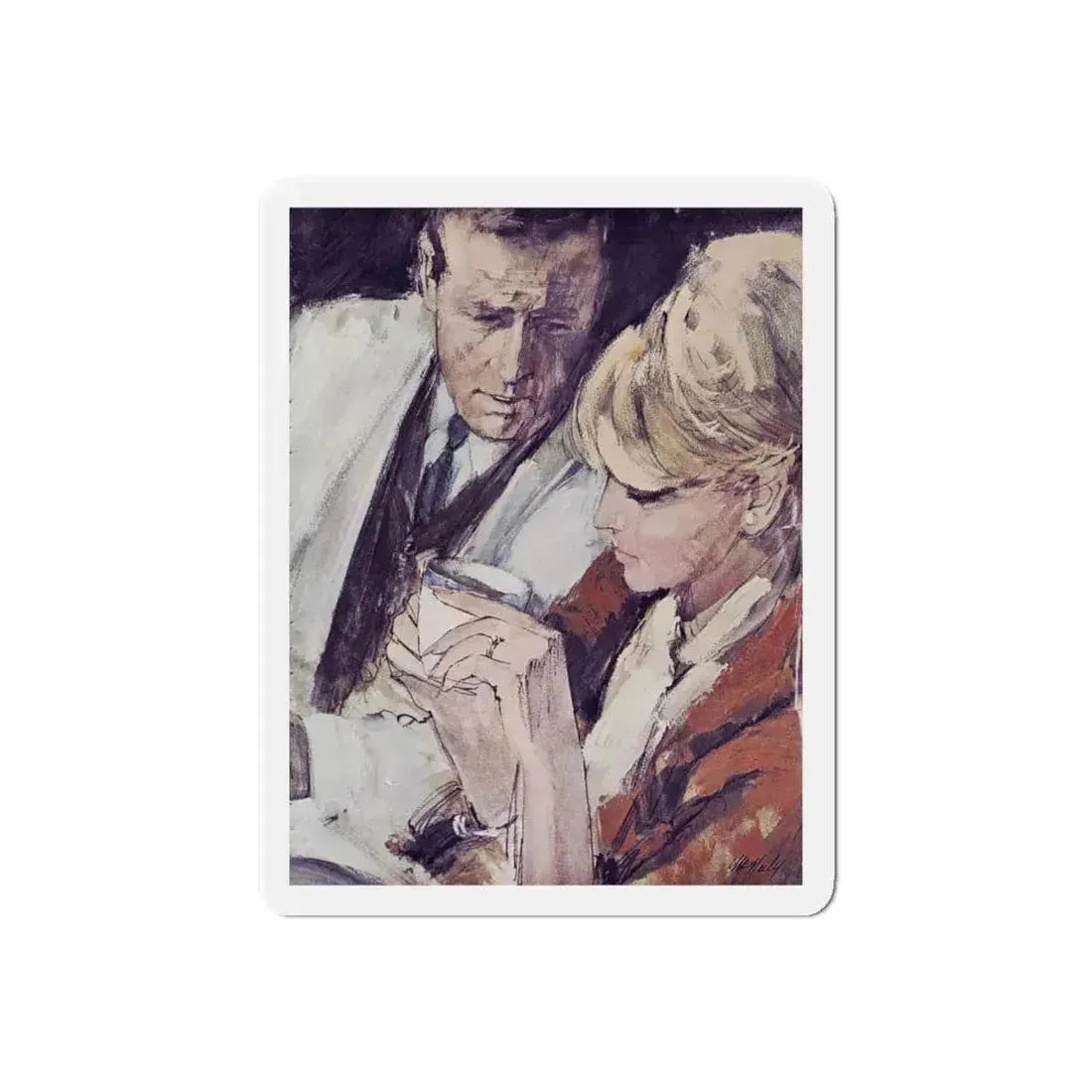 A Case of Conflict, Chatelaine, September 1967 (Magazine Illustration) Refrigerator Magnet 5 Inch Die-Cut - The Sticker Space