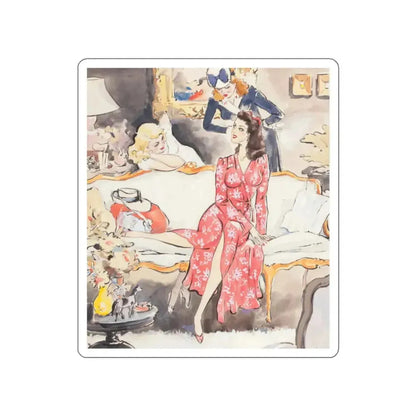 A Casual Conversation Among Friends (Magazine Illustration) STICKER Vinyl Die-Cut Decal - The Sticker Space