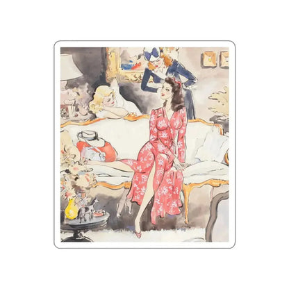 A Casual Conversation Among Friends (Magazine Illustration) STICKER Vinyl Die-Cut Decal - The Sticker Space