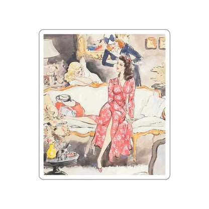 A Casual Conversation Among Friends (Magazine Illustration) STICKER Vinyl Die-Cut Decal - The Sticker Space