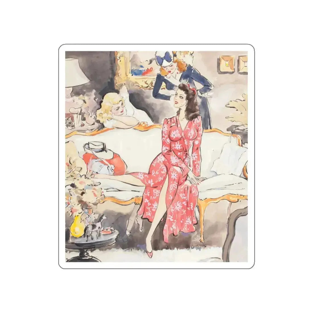 A Casual Conversation Among Friends (Magazine Illustration) STICKER Vinyl Die-Cut Decal White Die-Cut 5 Inch - The Sticker Space