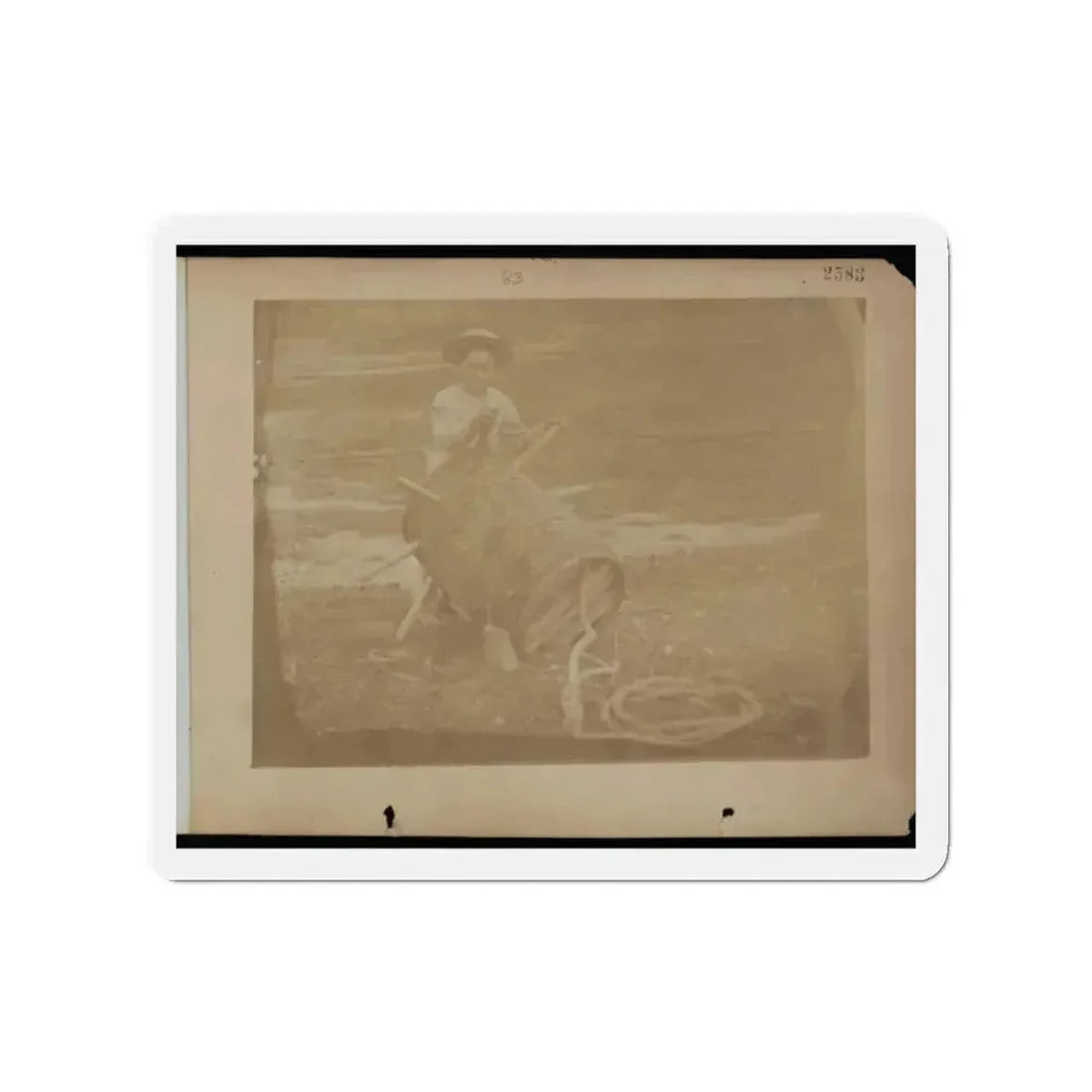 A Child Leaning Against A Barrel With Wooden Spikes (U.S. Civil War) Refrigerator Magnet 2 Inch Die-Cut - The Sticker Space