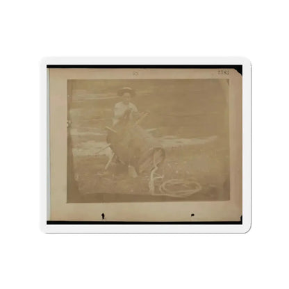 A Child Leaning Against A Barrel With Wooden Spikes (U.S. Civil War) Refrigerator Magnet 2 Inch Die-Cut - The Sticker Space