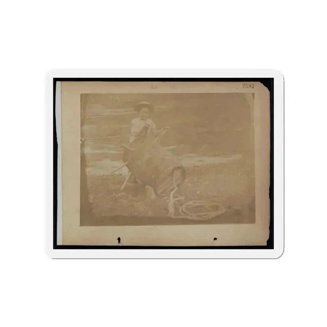 A Child Leaning Against A Barrel With Wooden Spikes (U.S. Civil War) Refrigerator Magnet 3 Inch Die-Cut - The Sticker Space