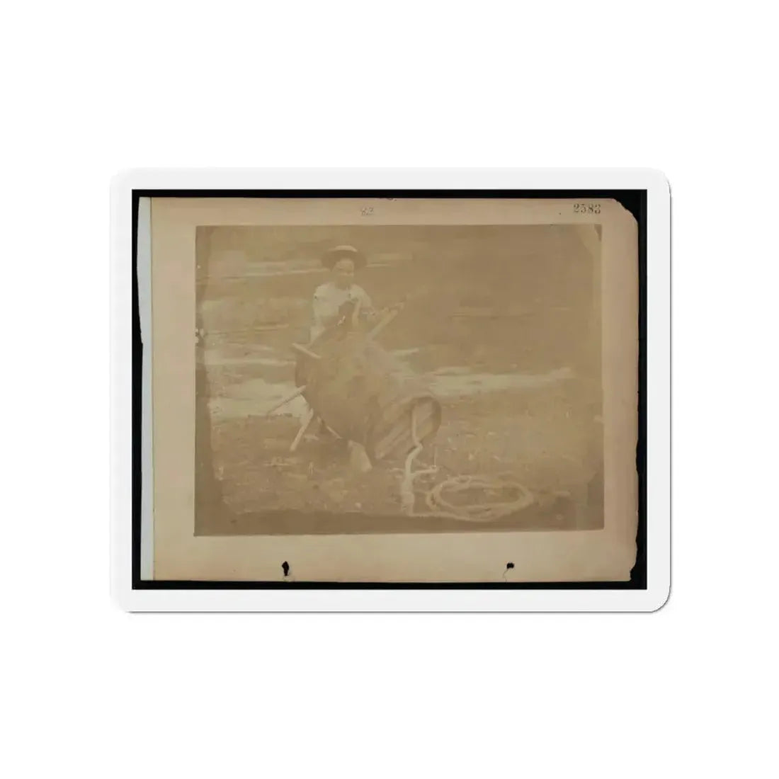 A Child Leaning Against A Barrel With Wooden Spikes (U.S. Civil War) Refrigerator Magnet 4 Inch Die-Cut - The Sticker Space