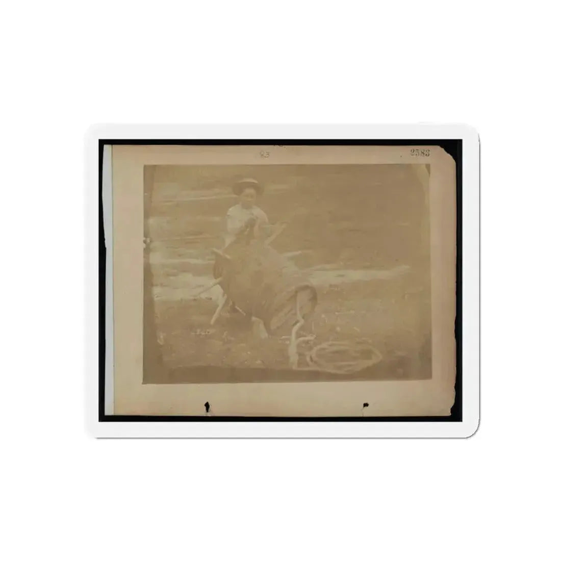 A Child Leaning Against A Barrel With Wooden Spikes (U.S. Civil War) Refrigerator Magnet 5 Inch Die-Cut - The Sticker Space