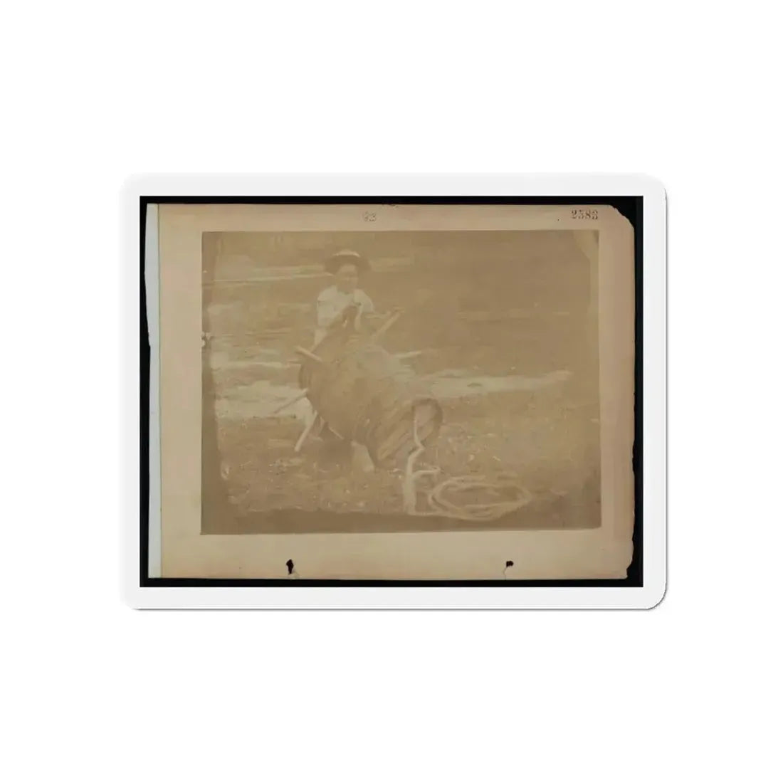 A Child Leaning Against A Barrel With Wooden Spikes (U.S. Civil War) Refrigerator Magnet 6 Inch Die-Cut - The Sticker Space