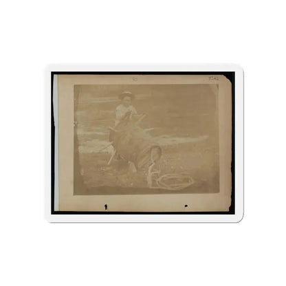 A Child Leaning Against A Barrel With Wooden Spikes (U.S. Civil War) Refrigerator Magnet - The Sticker Space