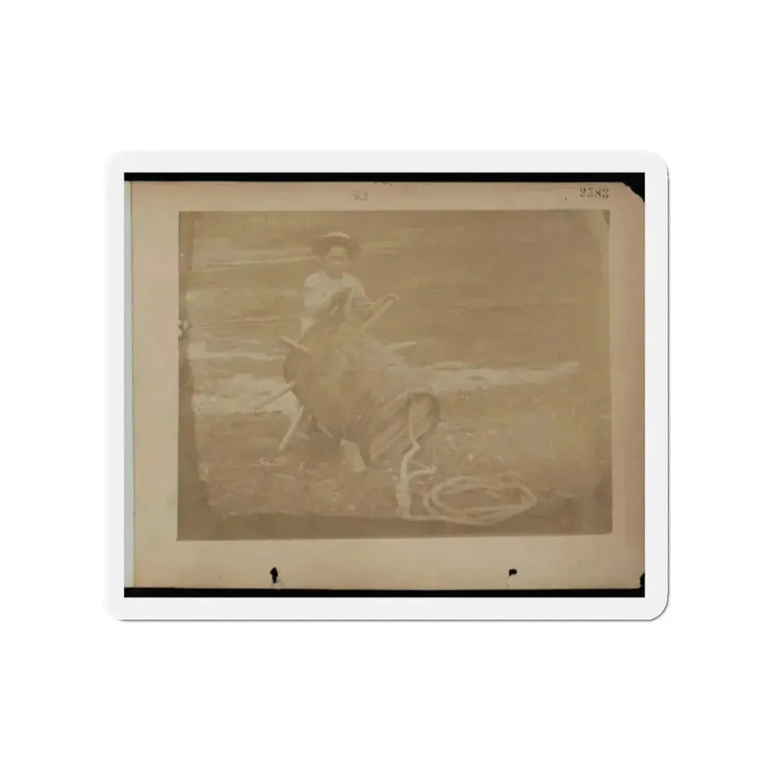 A Child Leaning Against A Barrel With Wooden Spikes (U.S. Civil War) Refrigerator Magnet - The Sticker Space