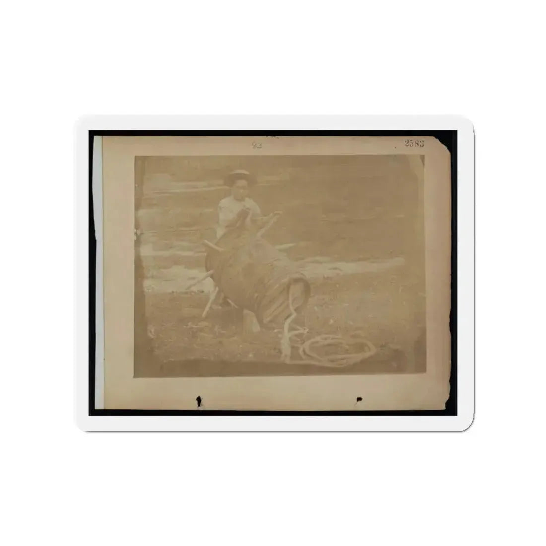 A Child Leaning Against A Barrel With Wooden Spikes (U.S. Civil War) Refrigerator Magnet - The Sticker Space