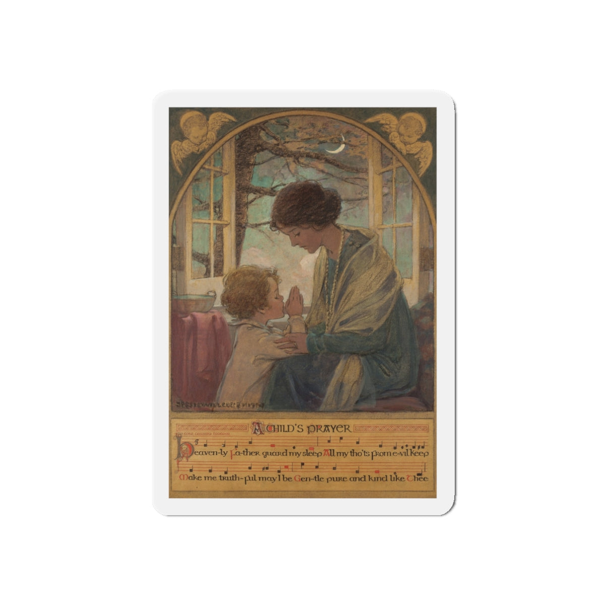 A Child's Prayer, book cover, 1925 (Magazine Illustration) Refrigerator Magnet-3" x 3"-The Sticker Space