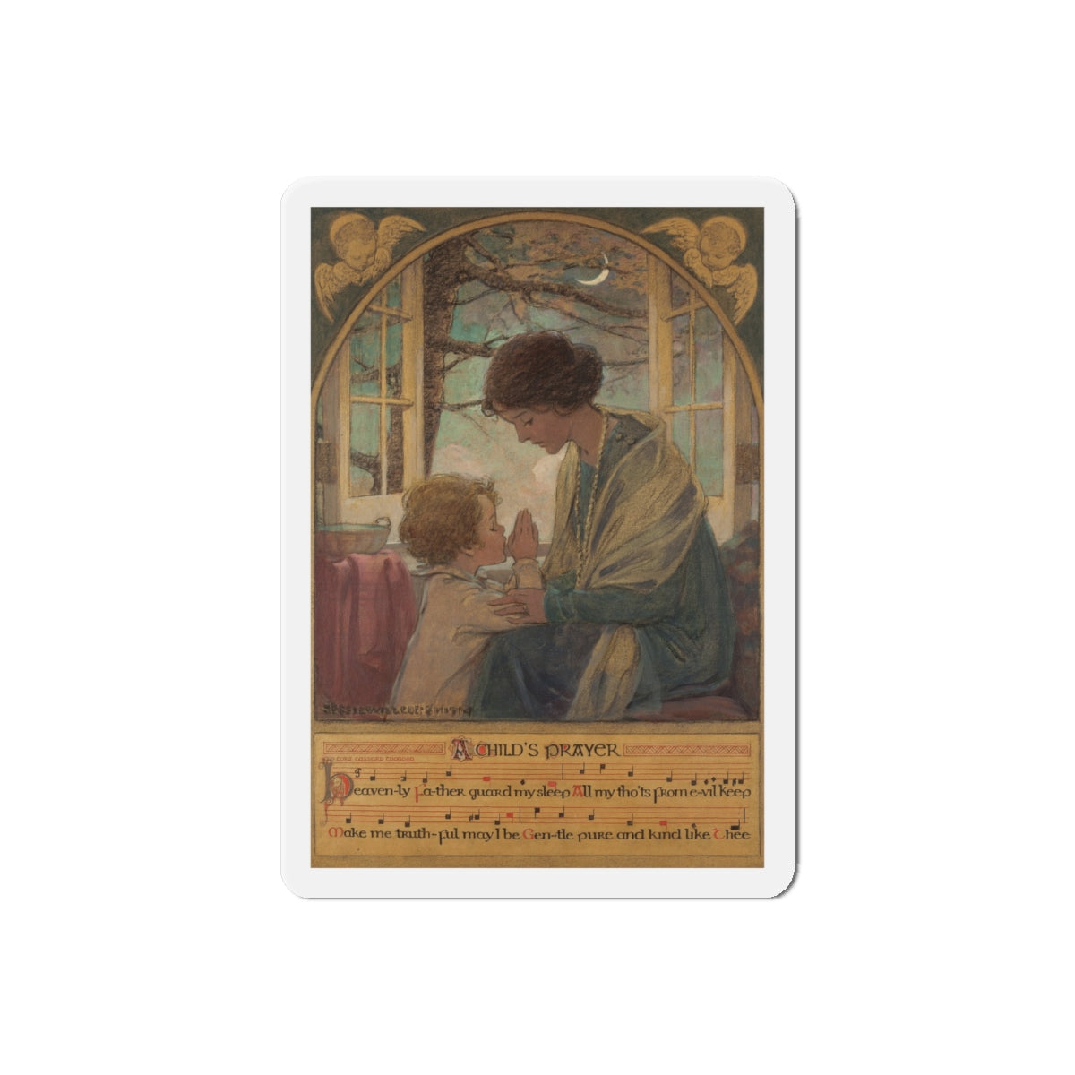 A Child's Prayer, book cover, 1925 (Magazine Illustration) Refrigerator Magnet-6" × 6"-The Sticker Space