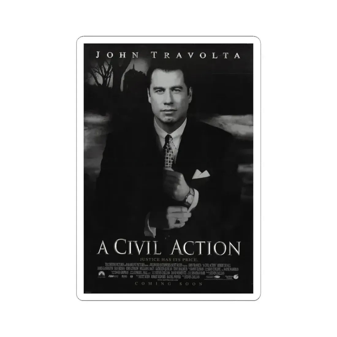 A Civil Action 1998 Movie Poster - STICKER Vinyl Kiss-Cut Decal 3 Inch White - The Sticker Space