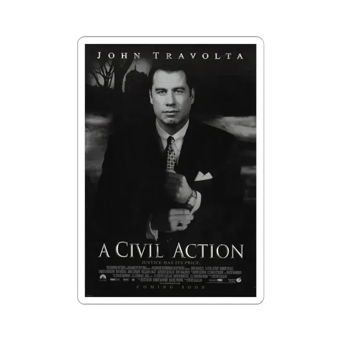 A Civil Action 1998 Movie Poster - STICKER Vinyl Kiss-Cut Decal 4 Inch White - The Sticker Space