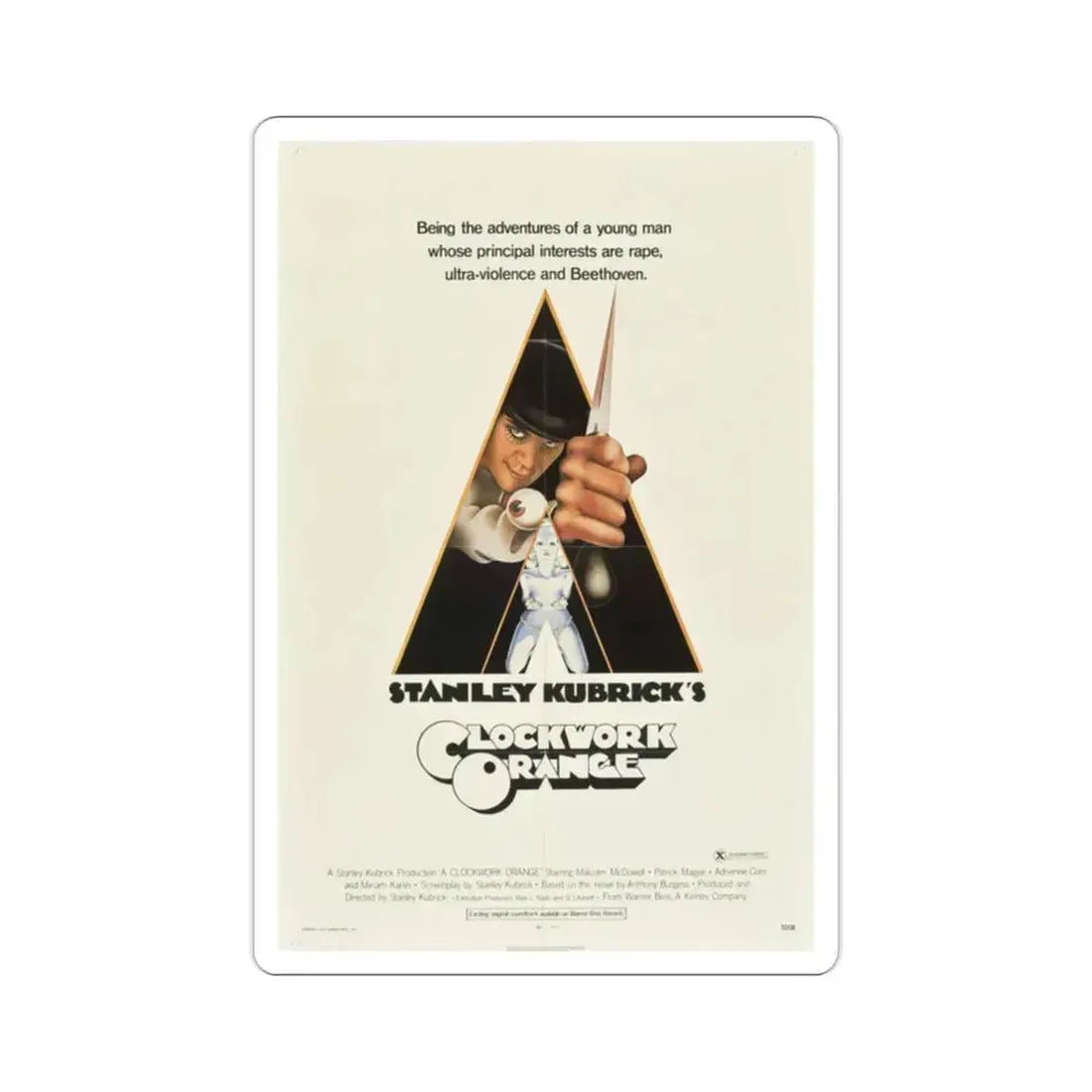 A Clockwork Orange 1971 Movie Poster STICKER Vinyl Die-Cut Decal 2 Inch - The Sticker Space