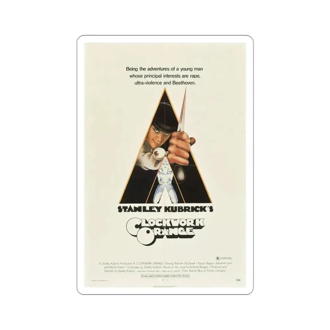 A Clockwork Orange 1971 Movie Poster STICKER Vinyl Die-Cut Decal 4 Inch - The Sticker Space