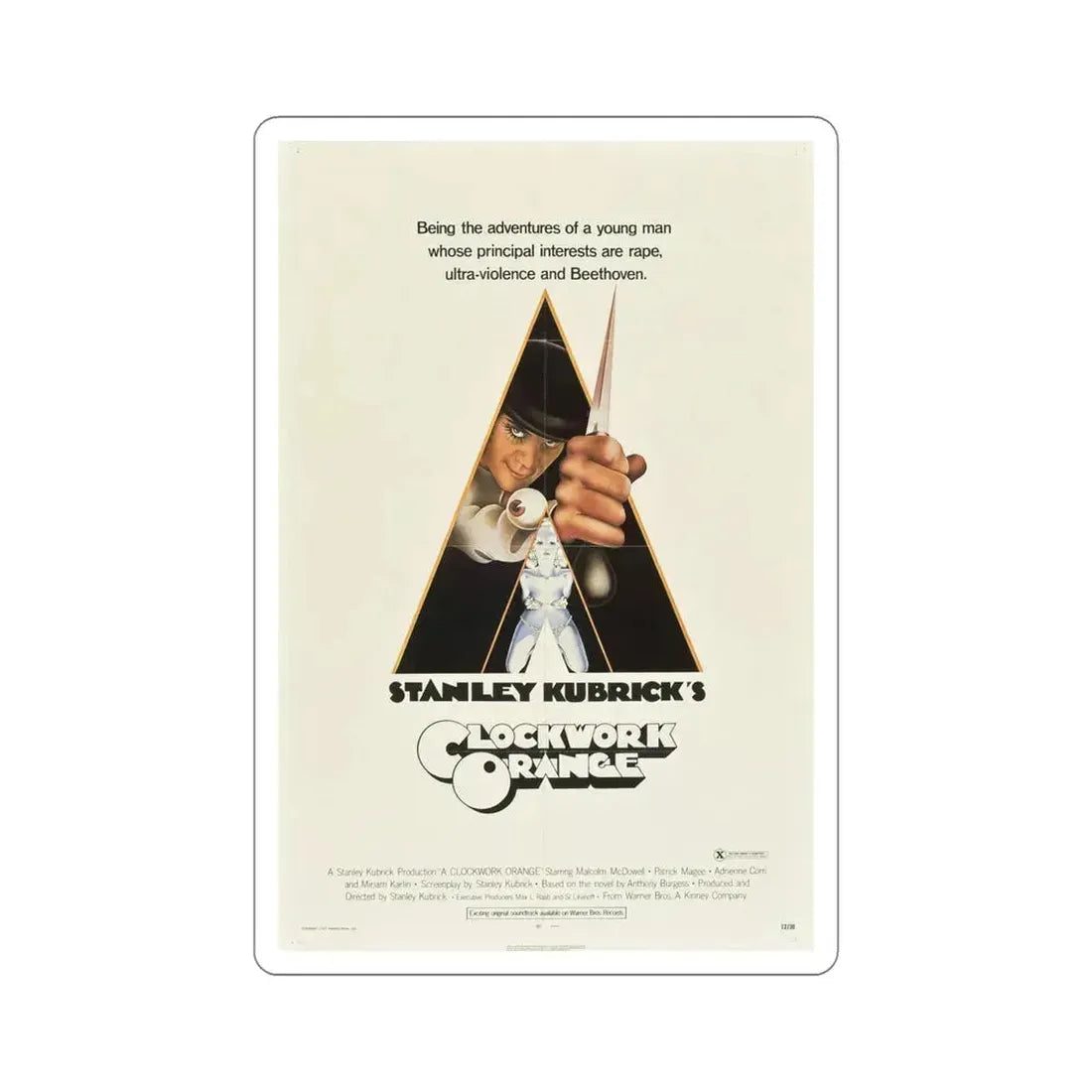 A Clockwork Orange 1971 Movie Poster STICKER Vinyl Die-Cut Decal 5 Inch - The Sticker Space