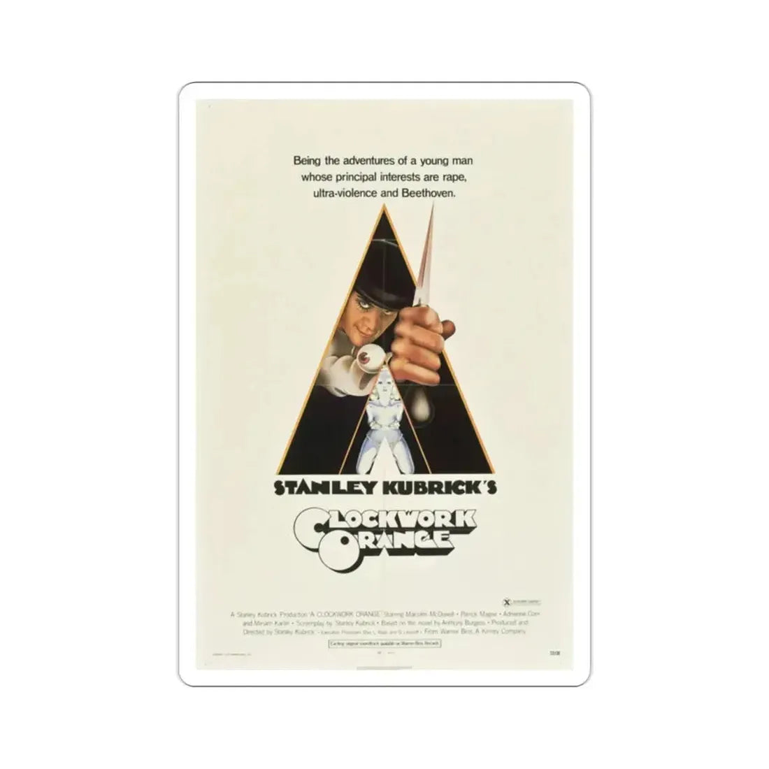 A Clockwork Orange 1971 Movie Poster STICKER Vinyl Die-Cut Decal - The Sticker Space