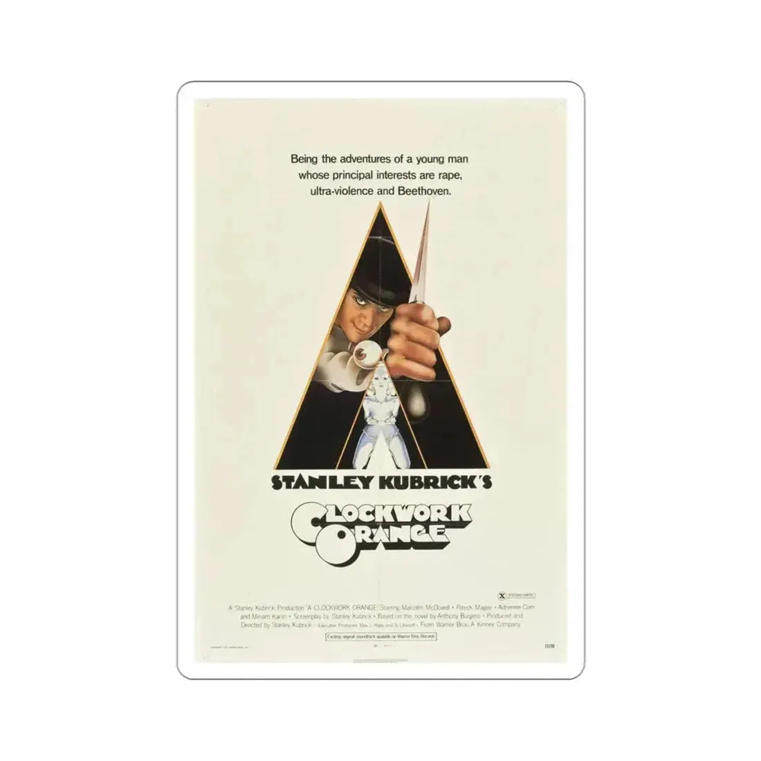 A Clockwork Orange 1971 Movie Poster STICKER Vinyl Die-Cut Decal - The Sticker Space