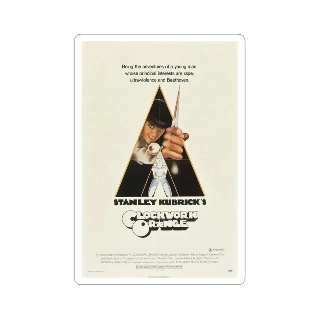A Clockwork Orange 1971 Movie Poster STICKER Vinyl Die-Cut Decal - The Sticker Space