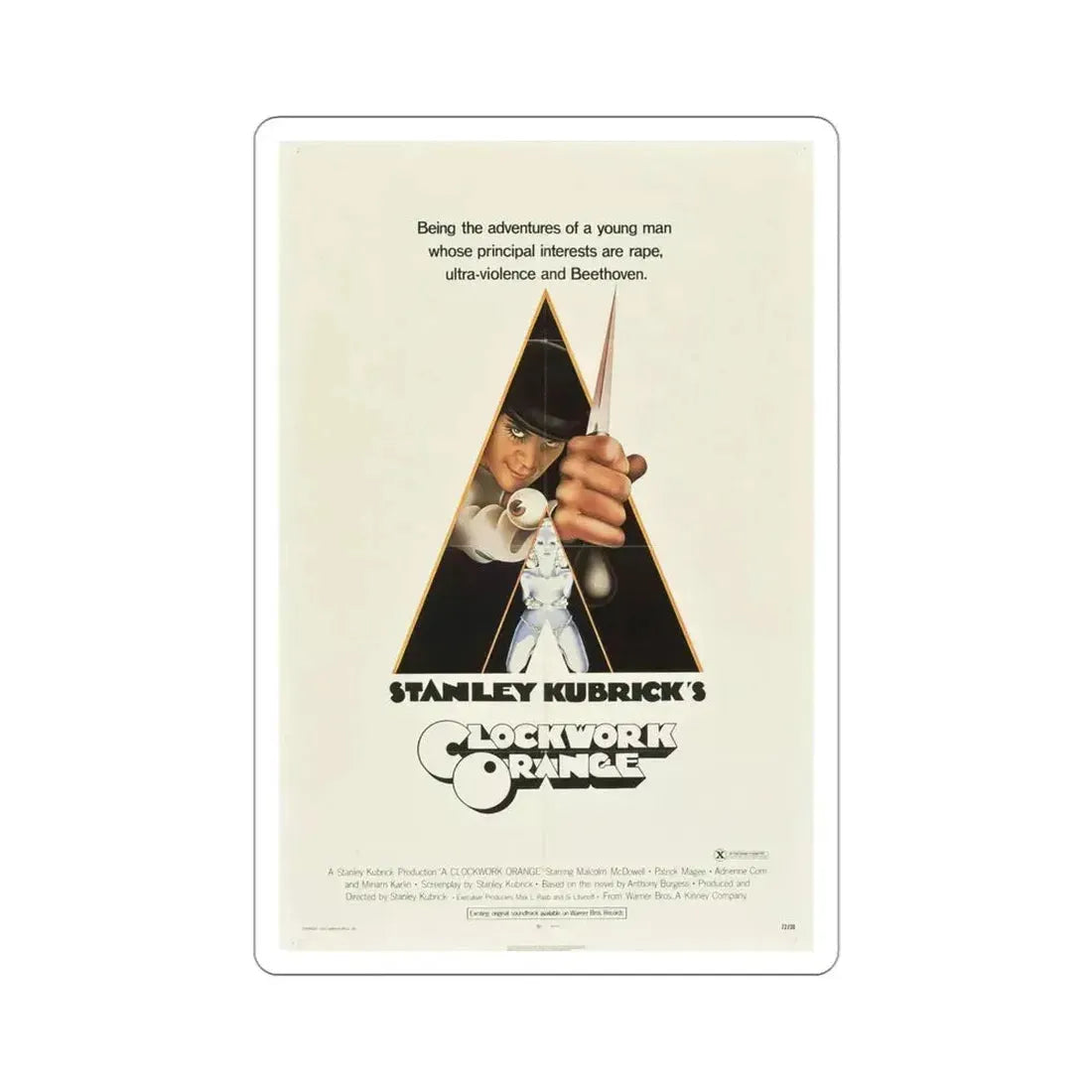 A Clockwork Orange 1971 Movie Poster STICKER Vinyl Die-Cut Decal - The Sticker Space