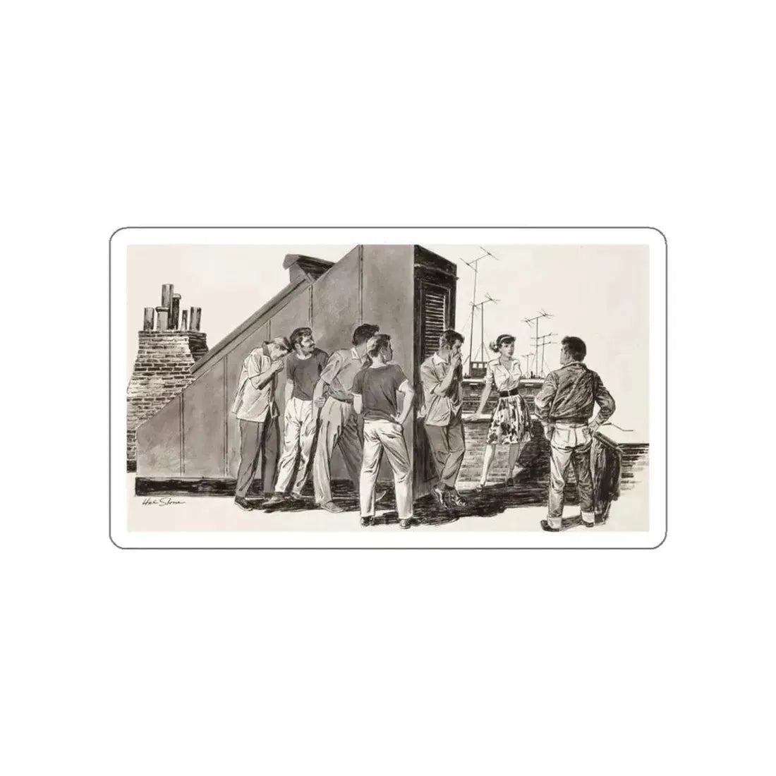 A Collection of Three Story Illustrations (1) (Magazine Illustration) STICKER Vinyl Die-Cut Decal White Die-Cut 3 Inch - The Sticker Space