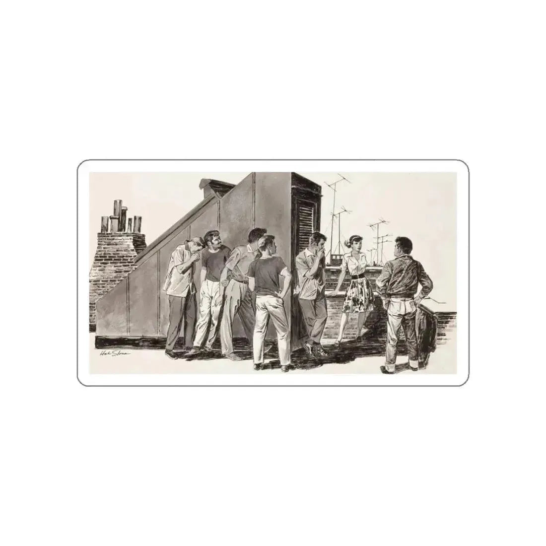 A Collection of Three Story Illustrations (1) (Magazine Illustration) STICKER Vinyl Die-Cut Decal White Die-Cut 4 Inch - The Sticker Space