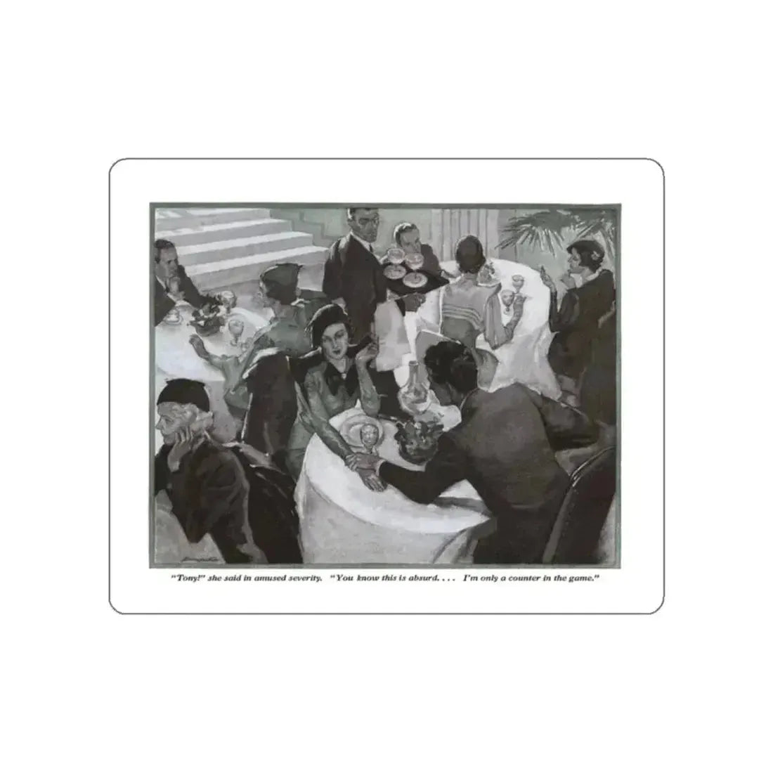 A Counter in the Game (2), Redbook, December 1933 (Magazine Illustration) STICKER Vinyl Die-Cut Decal White Die-Cut 2 Inch - The Sticker Space