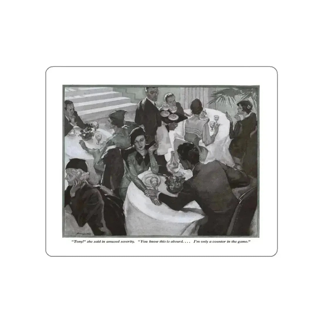 A Counter in the Game (2), Redbook, December 1933 (Magazine Illustration) STICKER Vinyl Die-Cut Decal White Die-Cut 6 Inch - The Sticker Space