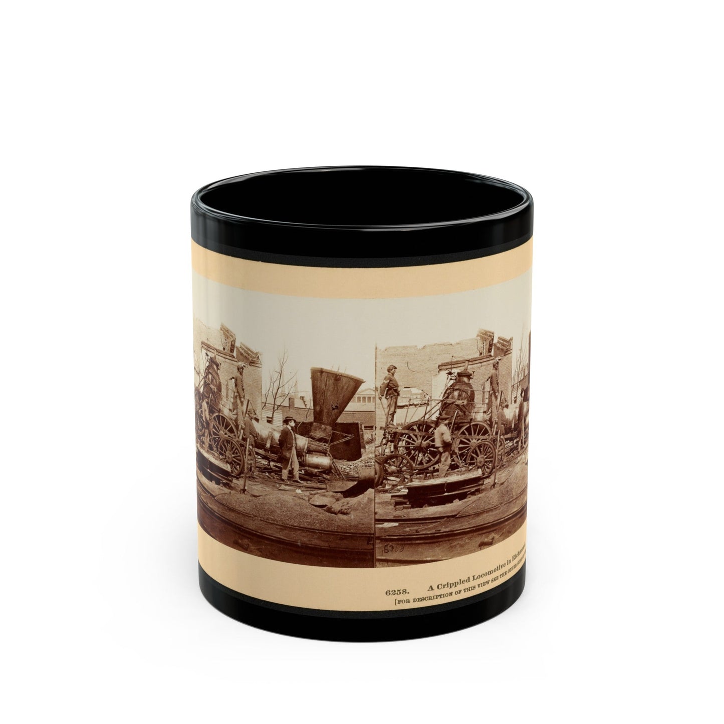 A Crippled Locomotive In Richmond (U.S. Civil War) Black Coffee Mug-11oz-The Sticker Space