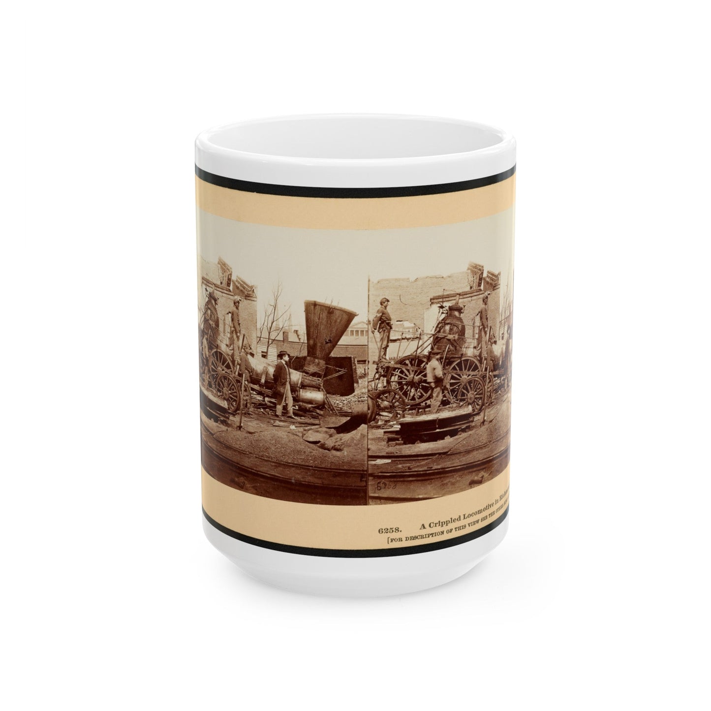 A Crippled Locomotive In Richmond (U.S. Civil War) White Coffee Mug-15oz-The Sticker Space