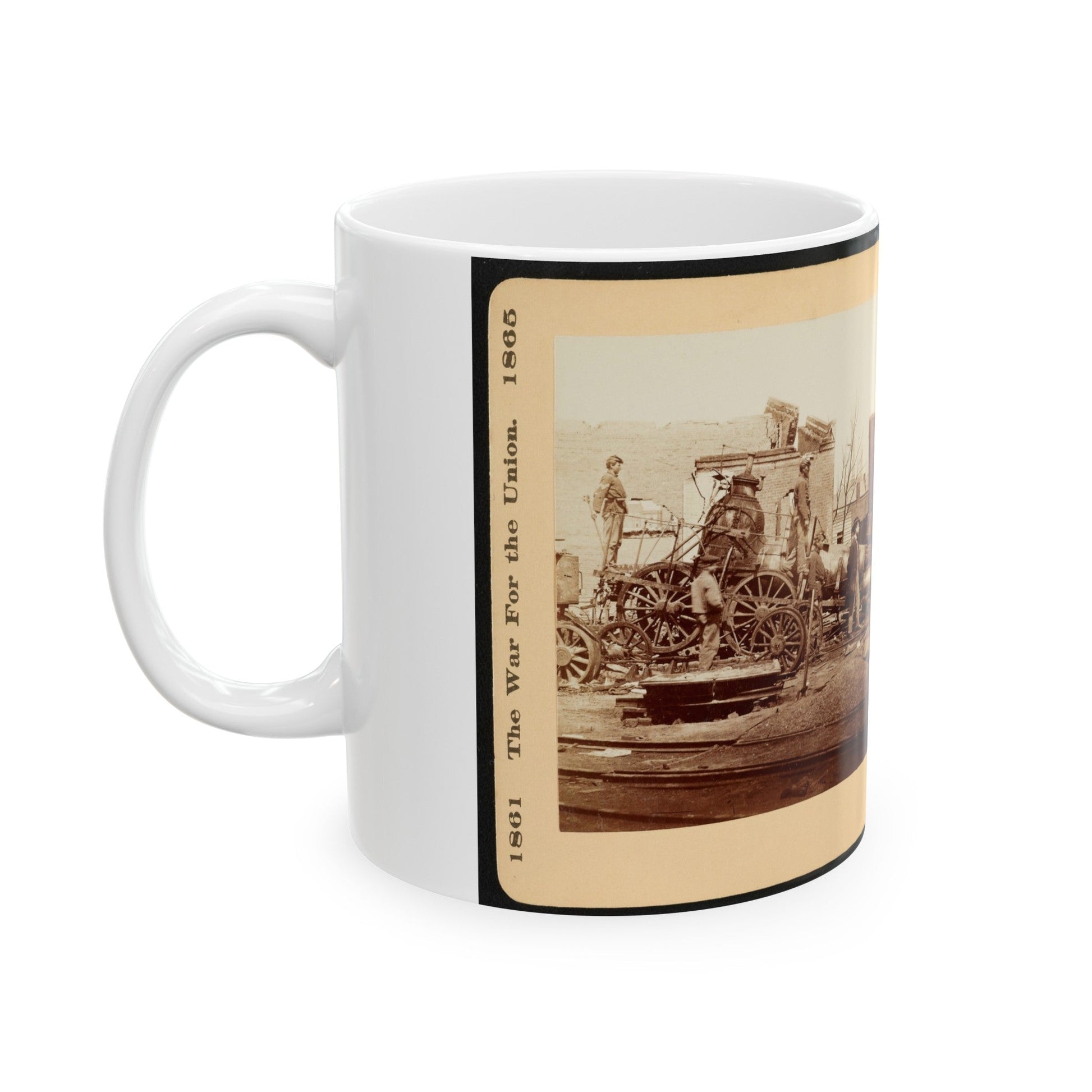 A Crippled Locomotive In Richmond (U.S. Civil War) White Coffee Mug-The Sticker Space