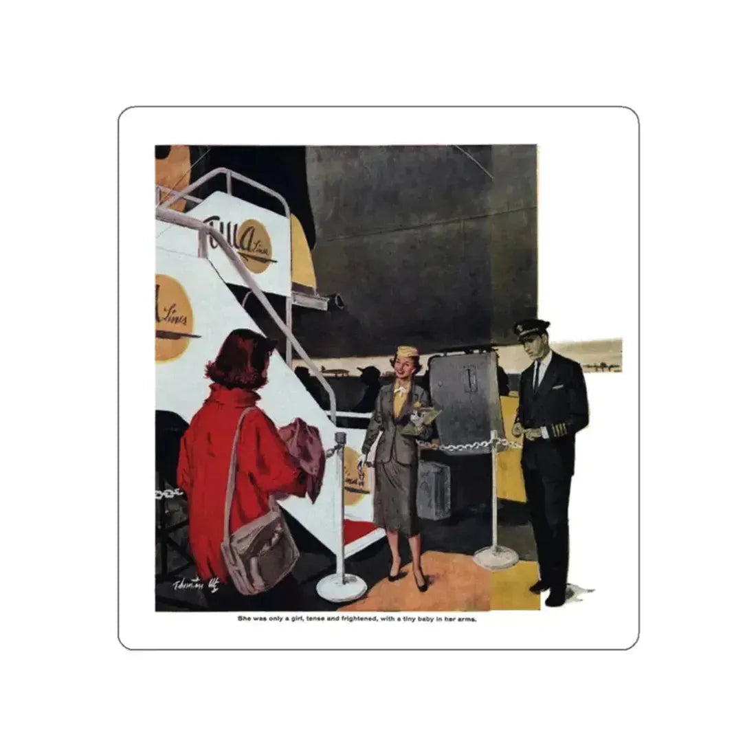 A Crowded Void (1), Cosmopolitan, January 1957 (Magazine Illustration) STICKER Vinyl Die-Cut Decal White Die-Cut 2 Inch - The Sticker Space