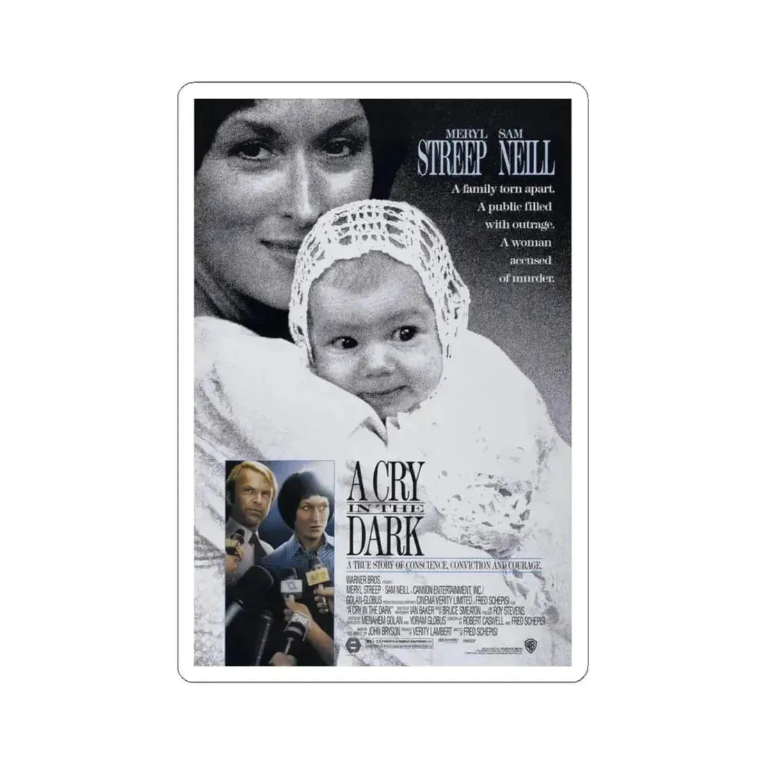 A Cry in the Dark 1988 Movie Poster - STICKER Vinyl Kiss-Cut Decal 3 Inch White - The Sticker Space