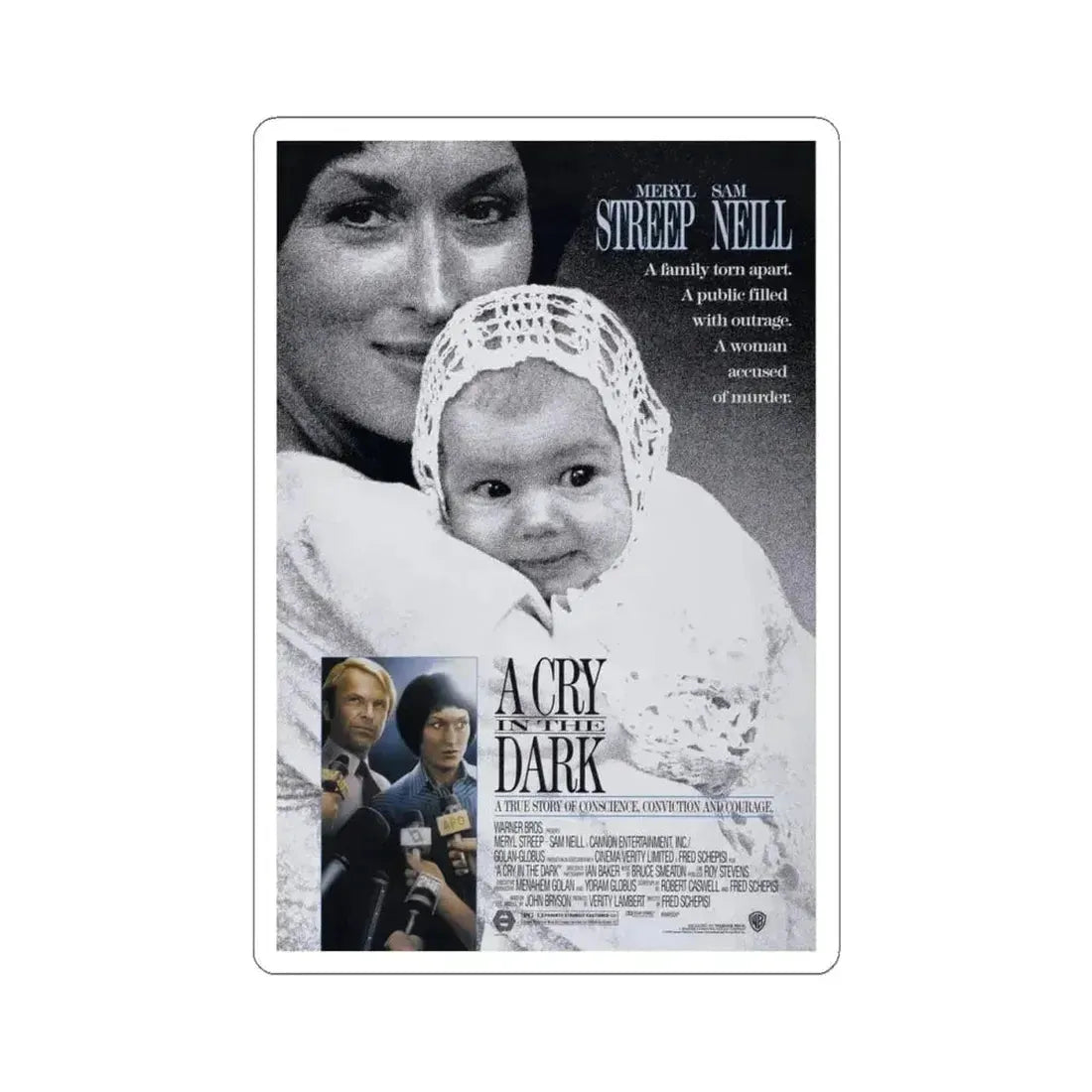 A Cry in the Dark 1988 Movie Poster - STICKER Vinyl Kiss-Cut Decal 4 Inch White - The Sticker Space