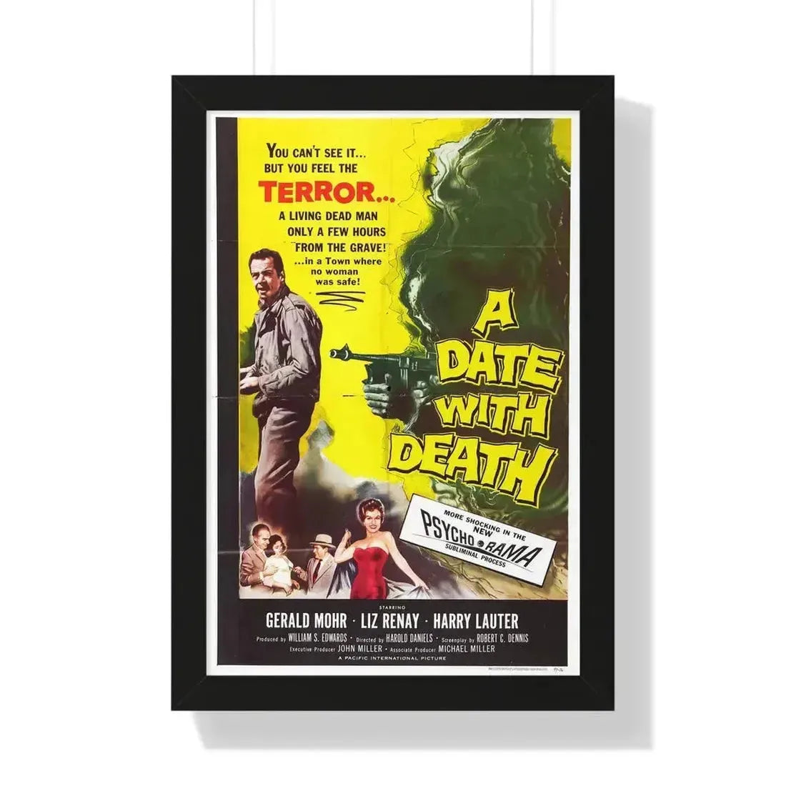A DATE WITH DEATH 1959 - Framed Movie Poster 16″ x 24″ Black - The Sticker Space