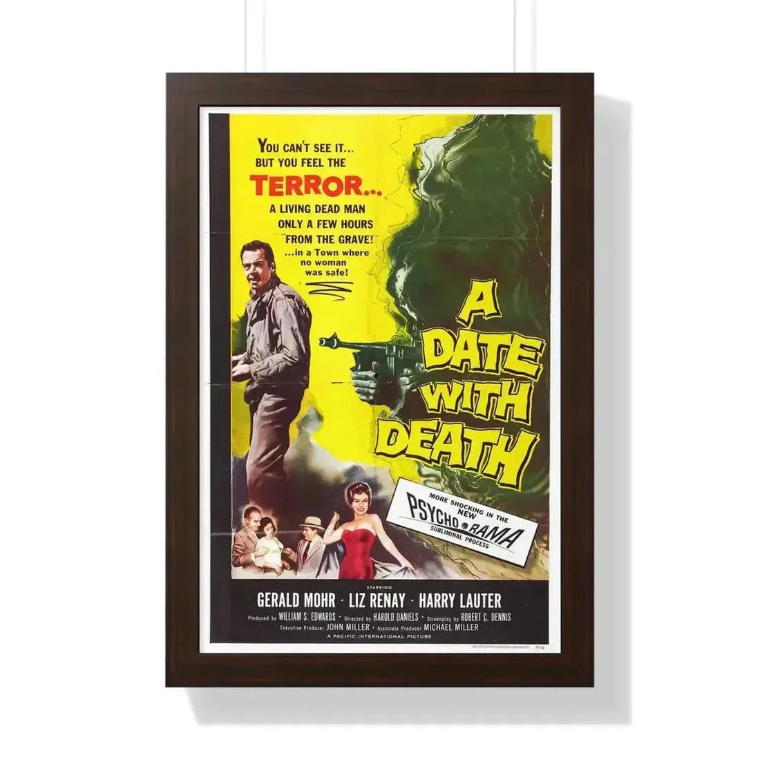 A DATE WITH DEATH 1959 - Framed Movie Poster 16″ x 24″ Walnut - The Sticker Space