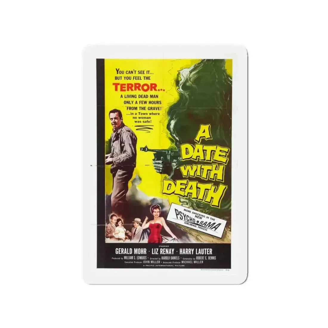 A DATE WITH DEATH 1959 Movie Poster - Refrigerator Magnet 3 Inch - The Sticker Space